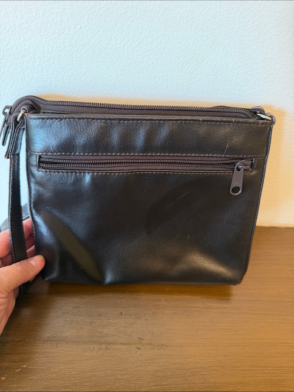 Leather Crossbody Bag - Dark Brown - Picture 2 of 9